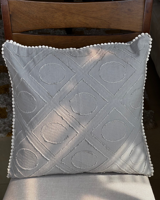 Grey Cushion Cover With Lace